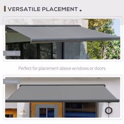 Outsunny 3x2.5m LED Light Cassette Electric/Manual Awning Window Sun Shade Grey - Additional view 5