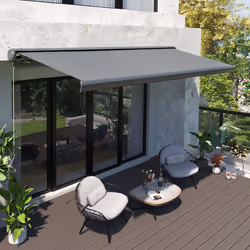 Outsunny 3.5x3m LED Light Cassette Electric/Manual Awning Window Sun Shade Grey
