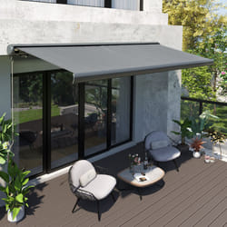 Outsunny 3.5x3m LED Light Cassette Electric/Manual Awning Window Sun Shade Grey