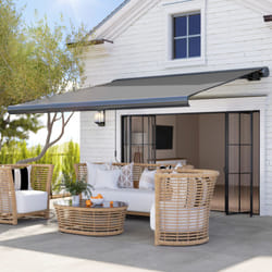 Outsunny DIY Retractable Canopy with Remote Controller for Patio, Grey