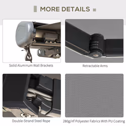 Outsunny DIY Retractable Canopy with Remote Controller for Patio, Grey - Additional view 10