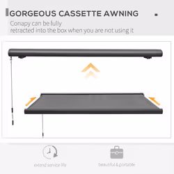Outsunny DIY Retractable Canopy with Remote Controller for Patio, Grey - Additional view 11