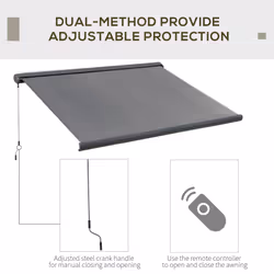 Outsunny DIY Retractable Canopy with Remote Controller for Patio, Grey - Additional view 9