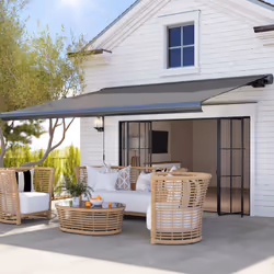 Outsunny DIY Retractable Canopy with Remote Controller for Patio, Grey