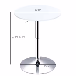 HOMCOM 60cm Adjustable Height Round Bar Table with Swivel Top White