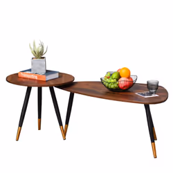 HOMCOM Coffee Table Set of 2 Nesting End Side Tables Living Room Home