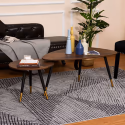 HOMCOM Coffee Table Set of 2 Nesting End Side Tables Living Room Home
