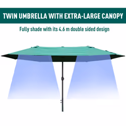 Outsunny 4.6M Garden Patio Umbrella Canopy Parasol Sun Shade w/ Base Dark Green