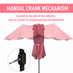 Outsunny 4.6M Garden Patio Umbrella Canopy Parasol Sun Shade w/ Base Red