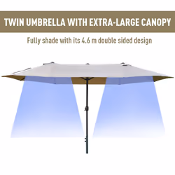 Outsunny 4.6M Garden Patio Umbrella Canopy Parasol Sun Shade w/ Base Khaki