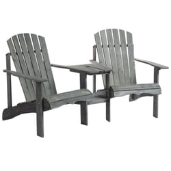 Outsunny Wooden Outdoor Double Adirondack Chair w/ Table Grey