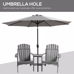 Outsunny Wooden Outdoor Double Adirondack Chair w/ Table Grey