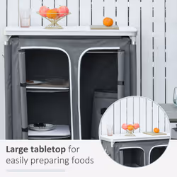 Outsunny Outdoor Aluminum 3-shelf Camping Cupboard Kitchen Station Cook Table