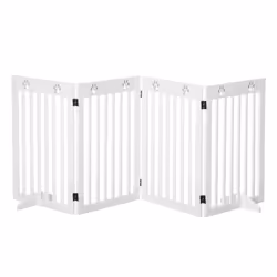 PawHut Pet Gate Foldable Fence Freestanding Dog Barrier w/ Support Feet White - Additional view 8