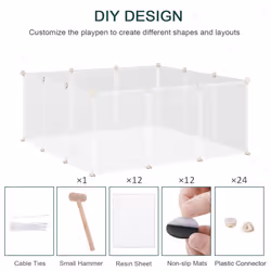 PawHut Pet Playpen DIY Small Animal Cage 12 Panels for Hedgehog Bunny Chinchilla