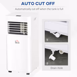 HOMCOM 9000 BTU Portable Air Conditioner 4 Modes LED Display 24 Timer, White