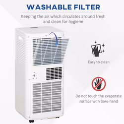 HOMCOM 9000 BTU Portable Air Conditioner 4 Modes LED Display 24 Timer, White
