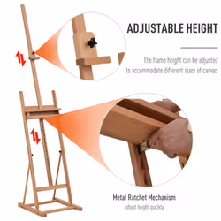 Vinsetto H-Frame Studio Easel Height Adjustable with Canvas Holder Pencil Case