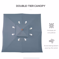 Outsunny 3m Wood Square Patio Umbrella Garden Market Parasol Sunshade Grey