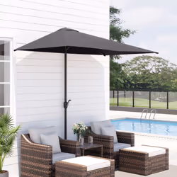 Outsunny 2.3m Garden Balcony Half Round Umbrella Metal Parasol Umbrella Grey