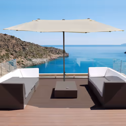 Outsunny 4.6M Garden Patio Umbrella Canopy Parasol Sun Shade w/ Base Off White
