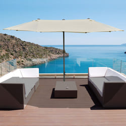 Outsunny 4.6M Garden Patio Umbrella Canopy Parasol Sun Shade w/ Base Off White