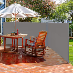 Outsunny 6 x 2m Patio Double Side Awning Folding Privacy Screen Fence Grey