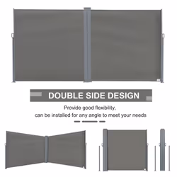 Outsunny 6 x 2m Patio Double Side Awning Folding Privacy Screen Fence Grey