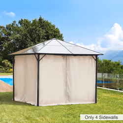 Outsunny 3 x 3(m) Universal Gazebo Replacement Sidewall Set, 4 Panels, Beige
