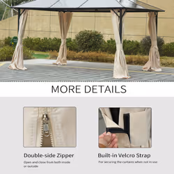 Outsunny 3 x 3(m) Universal Gazebo Replacement Sidewall Set, 4 Panels, Beige - Additional view 5