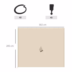 Outsunny 3 x 3(m) Universal Gazebo Replacement Sidewall Set, 4 Panels, Beige - Additional view 9
