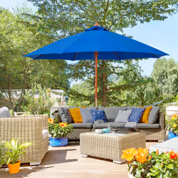Outsunny 2.5m Wooden Garden Parasol Outdoor Umbrella Canopy w/ Vent Blue