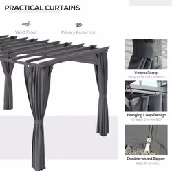 Outsunny 3.6 x 3(m) Outdoor Retractable Pergola Gazebo Sun Shade Canopy Curtains