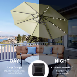 Outsunny 3(m) Cantilever Parasol Patio Sun Umbrella w/ Base Solar Lights Beige - Additional view 4