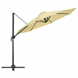 Outsunny 3(m) Cantilever Parasol Patio Sun Umbrella w/ Base Solar Lights Beige - Additional view 8