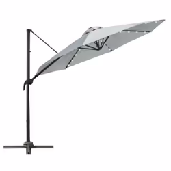 Outsunny 3(m) Cantilever Parasol Patio Sun Umbrella w/ Base Solar Lights Grey - Additional view 8