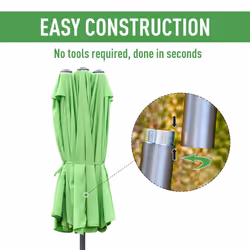 Outsunny 4.6M Garden Patio Umbrella Canopy Parasol Sun Shade w/ Base Green - Additional view 4