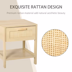 HOMCOM Nightstand Bedside Table End Table Storage Organizer W/ Drawer Shelf