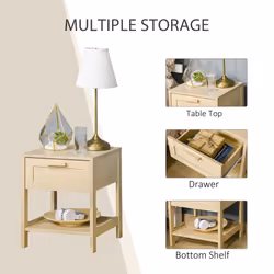 HOMCOM Nightstand Bedside Table End Table Storage Organizer W/ Drawer Shelf