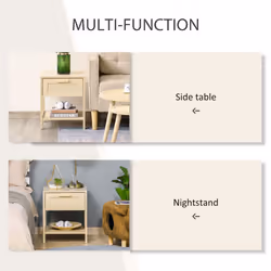 HOMCOM Nightstand Bedside Table End Table Storage Organizer W/ Drawer Shelf - Additional view 5