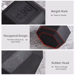 HOMCOM 12.5KG Single Rubber Hex Dumbbell Portable Hand Weights for Home Gym