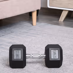 HOMCOM 17.5KG Single Rubber Hex Dumbbell Portable Hand Weights Home Gym