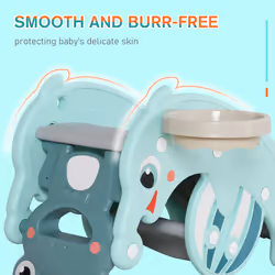 HOMCOM 3-in-1 Baby Rocking Horse Portable Slide Basketball Hoop, Age 1.5-3