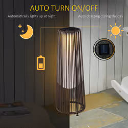 Outsunny Garden Solar Lights Woven Wicker Lantern Auto On/Off Brown