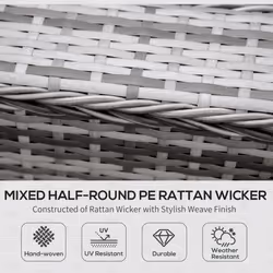 Outsunny 6 PCs Outdoor Rattan Sofa Set Half Round Conversation Set w/ Cushions