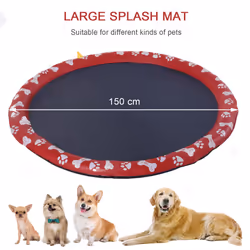 PawHut 150cm Splash Pad Sprinkler for Pets Dog Bath Pool Non-slip Outdoor Red