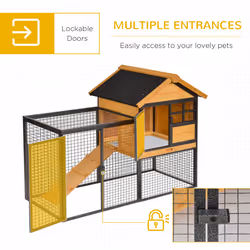 PawHut Wood-metal Rabbit Hutch Elevated Pet House Outdoor 122 x 63 x 92cm