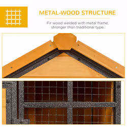 PawHut Wood-metal Rabbit Hutch Elevated Pet House Outdoor 122 x 63 x 92cm - Additional view 4