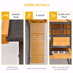 PawHut Wood-metal Rabbit Hutch Elevated Pet House Outdoor 122 x 63 x 92cm - Additional view 5
