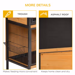 PawHut 2-Story Wooden Metal Rabbit Hutch Bunny Cage w/ Ramp Feeding Trough - Additional view 7